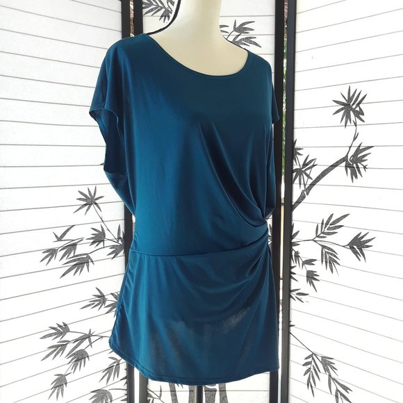 Simplicity by Azul Teal Side Gathered Blouse 3X - Picture 4 of 11